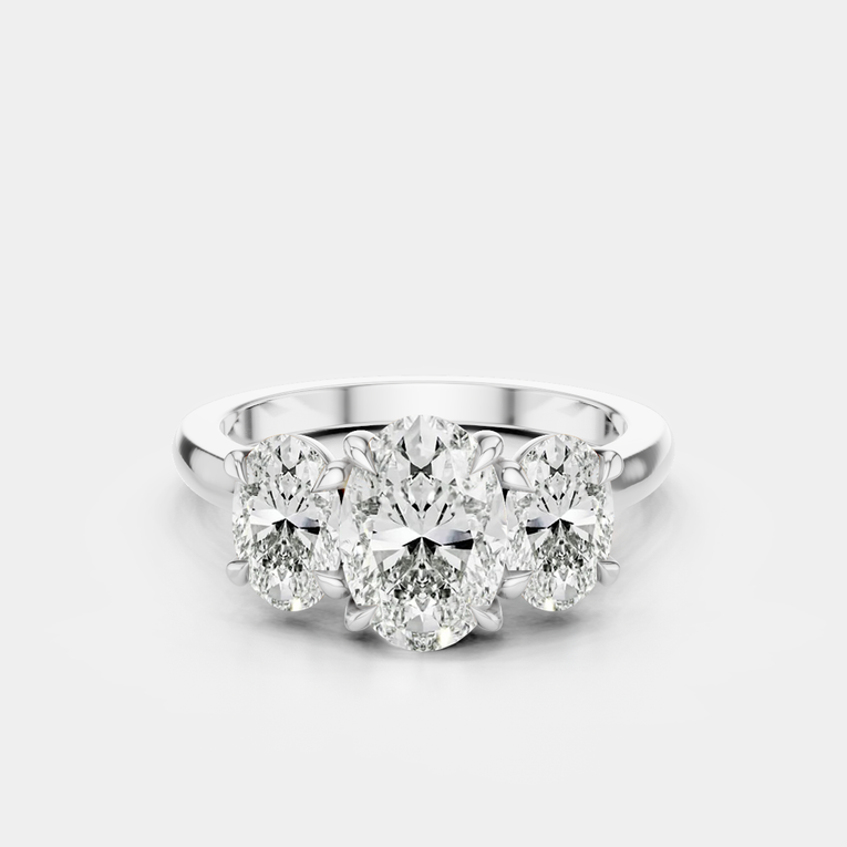Clarkson oval trilogy engagement ring in 18ct white gold
