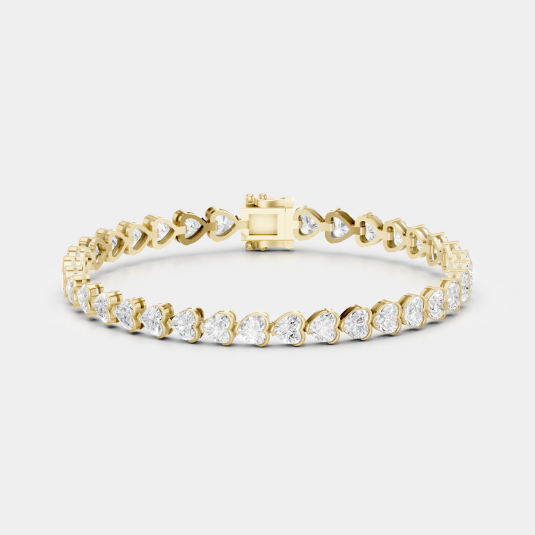Sevres 11ct Heart Shape Tennis Bracelet — yellow gold
