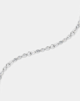 Willow Mixed Shape Tennis Bracelet 18ct white gold