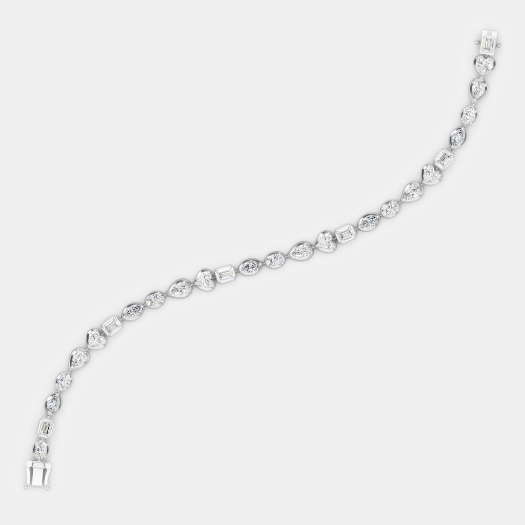 Willow Mixed Shape Tennis Bracelet 18ct white gold