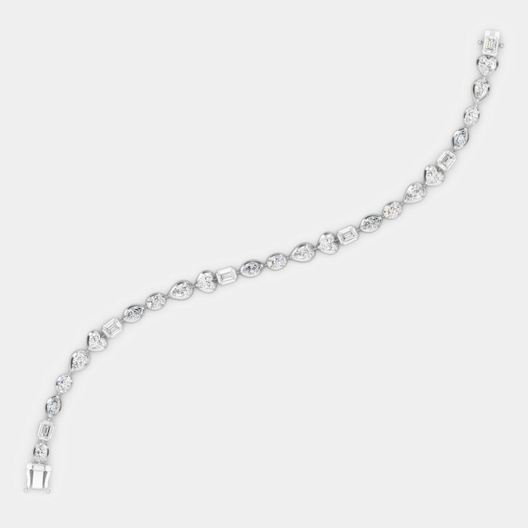 Willow Mixed Shape Tennis Bracelet 18ct white gold