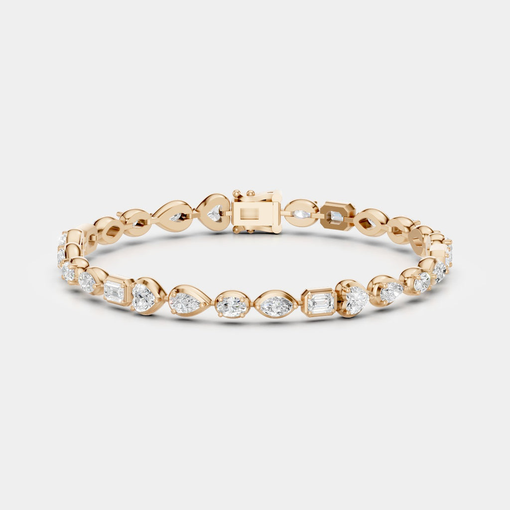 Willow Mixed Shape Tennis Bracelet 18ct rose gold