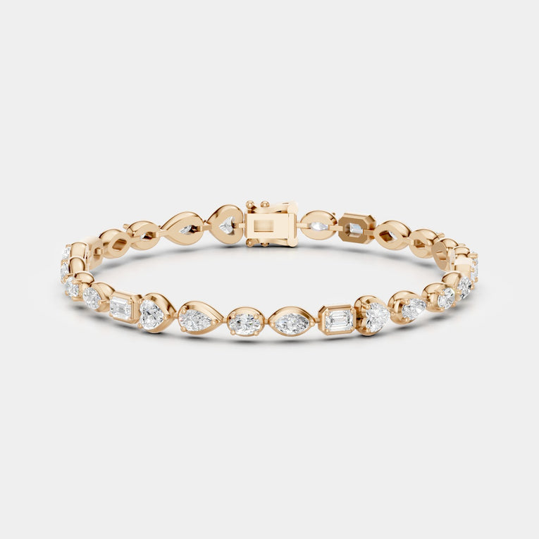 Willow Mixed Shape Tennis Bracelet 18ct rose gold