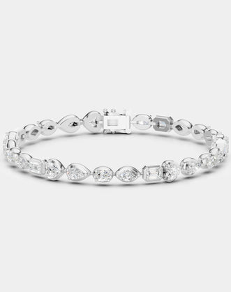 Willow Mixed Shape Tennis Bracelet 18ct white gold