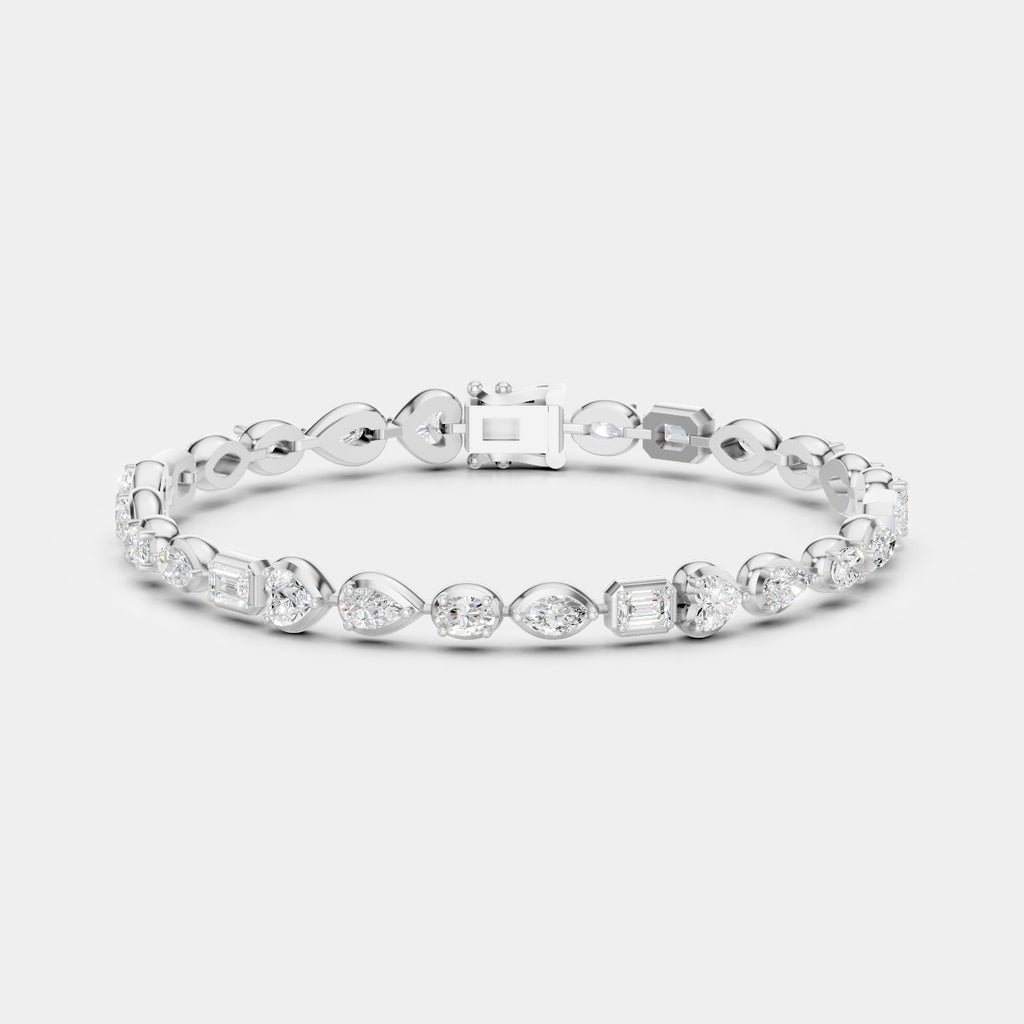Willow Mixed Shape Tennis Bracelet 18ct white gold