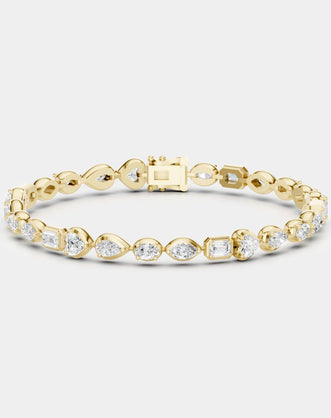 Willow Mixed Shape Tennis Bracelet 18ct yellow gold