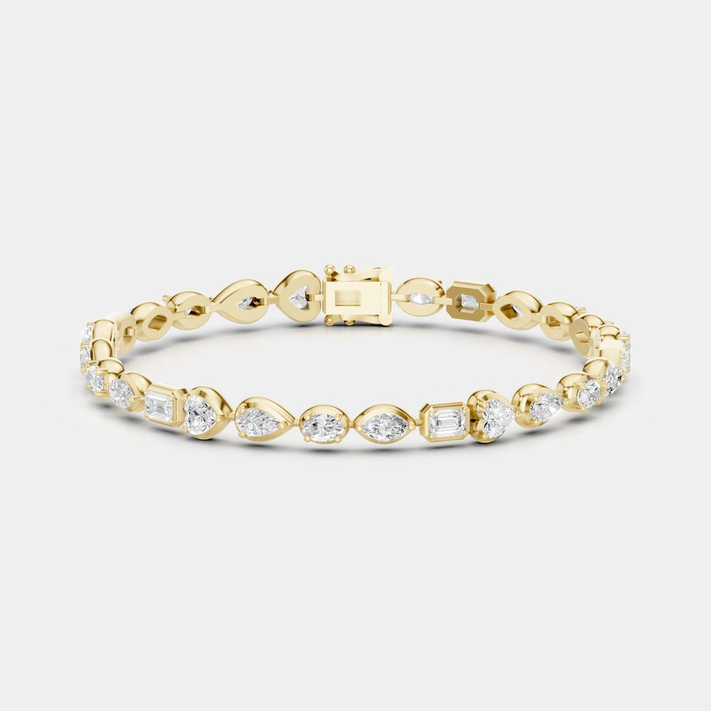 Willow Mixed Shape Tennis Bracelet 18ct yellow gold
