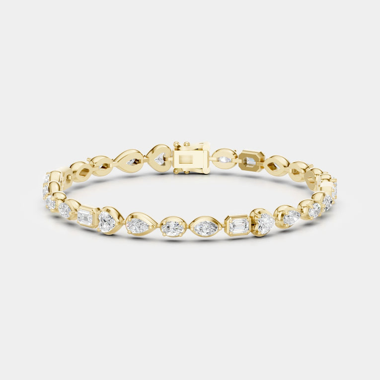 Willow Mixed Shape Tennis Bracelet 18ct yellow gold