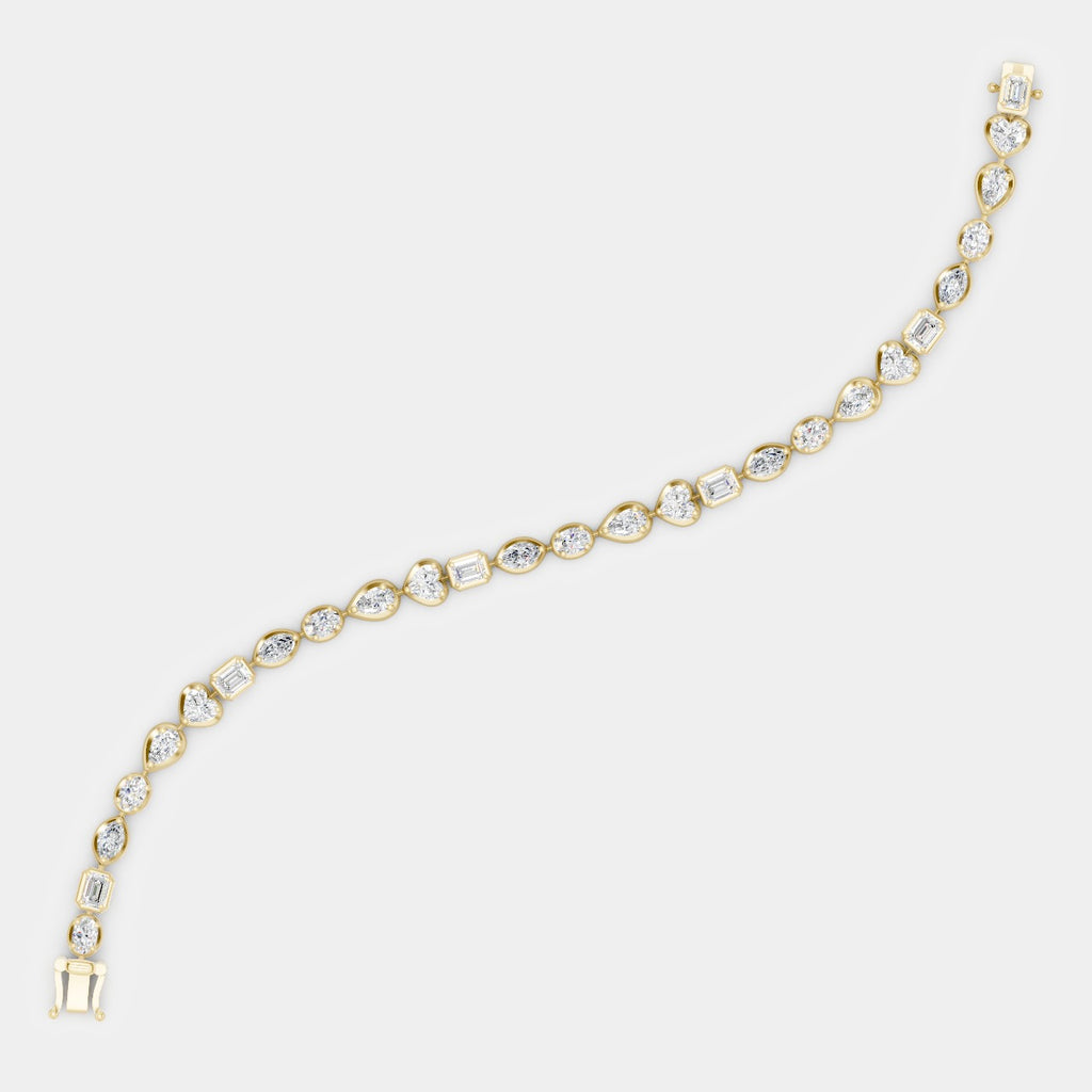 Willow Mixed Shape Tennis Bracelet 18ct yellow gold 