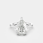 Dauphine pear cut solitaire classic engagement ring in 18ct white gold