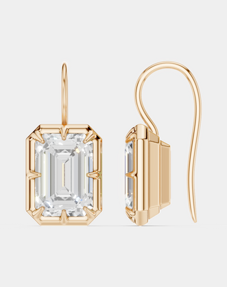 Avalon 2ct emerald cut button drop earrings in 18ct rose gold