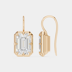 Avalon 2ct emerald cut button drop earrings in 18ct rose gold