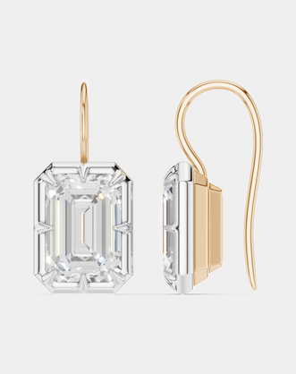 Avalon 2ct emerald cut button drop earrings in 18ct rose gold