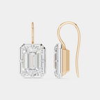 Avalon 2ct emerald cut button drop earrings in 18ct rose gold