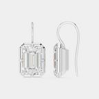 Avalon 2ct emerald cut button drop earrings in 18ct white gold