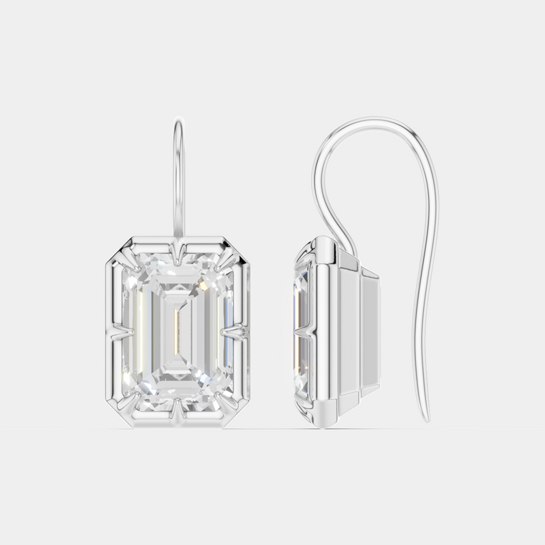 Avalon 2ct emerald cut button drop earrings in 18ct white gold