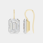 Avalon 2ct emerald cut button drop earrings in 18ct yellow gold