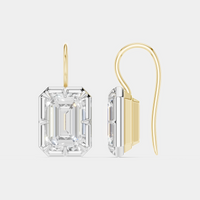 Avalon 2ct emerald cut button drop earrings in 18ct yellow gold