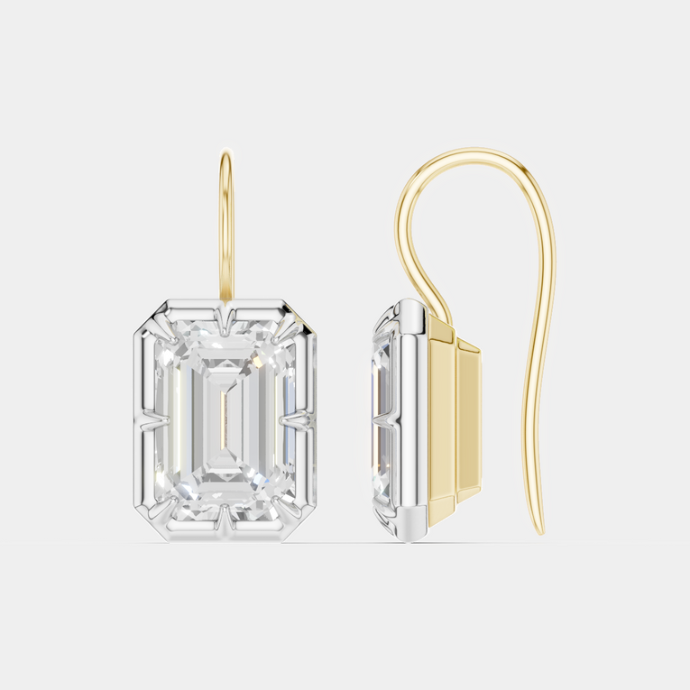 Avalon 2ct emerald cut button drop earrings in 18ct yellow gold