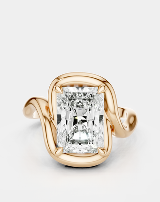 Prince 3ct radiant cut curved band engagement ring in 18ct rose gold