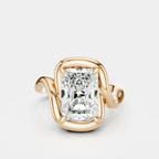 Prince 3ct radiant cut curved band engagement ring in 18ct rose gold