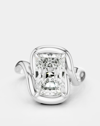Prince 3ct radiant cut curved band engagement ring in 18ct white gold