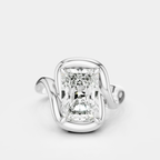 Prince 3ct radiant cut curved band engagement ring in 18ct white gold