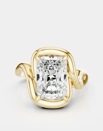 Prince 3ct radiant cut curved band engagement ring in 18ct yellow gold