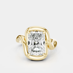 Prince 3ct radiant cut curved band engagement ring in 18ct yellow gold