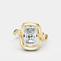 Prince 3ct radiant cut curved band engagement ring in 18ct yellow gold