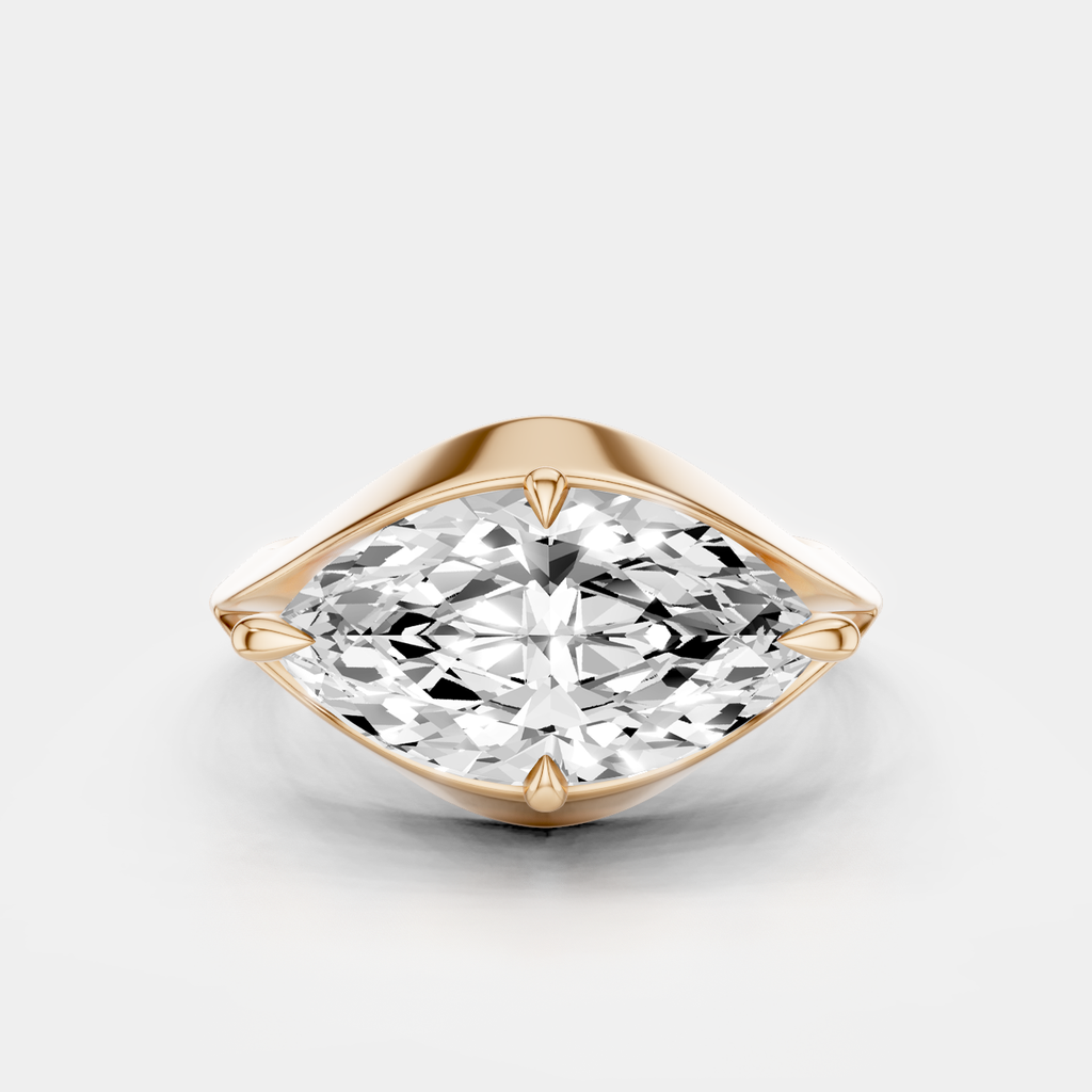 Mercer East-West 3ct marquise solitaire engagement ring in 18ct rose gold