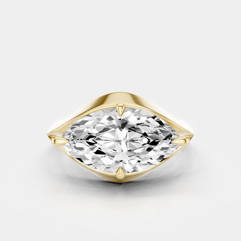 Mercer East-West 3ct marquise solitaire engagement ring in 18ct yellow gold
