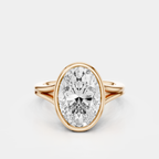 Sullivan 3ct oval solitaire bezel double band engagement ring in 18ct rose gold