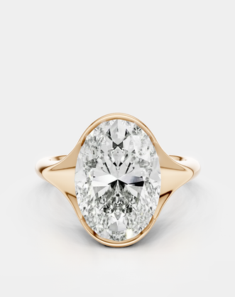 Bond 4ct oval solitaire semi-bezel engagement ring in 18ct rose gold