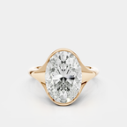 Bond 4ct oval solitaire semi-bezel engagement ring in 18ct rose gold