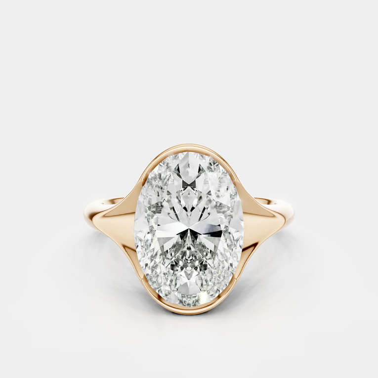 Bond 4ct oval solitaire semi-bezel engagement ring in 18ct rose gold