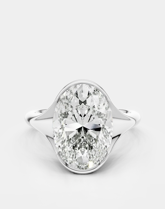 Bond 4ct oval solitaire semi-bezel engagement ring in 18ct white gold