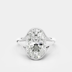 Bond 4ct oval solitaire semi-bezel engagement ring in 18ct white gold