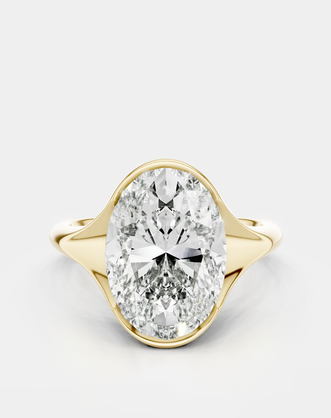 Bond 4ct oval solitaire semi-bezel engagement ring in 18ct yellow gold