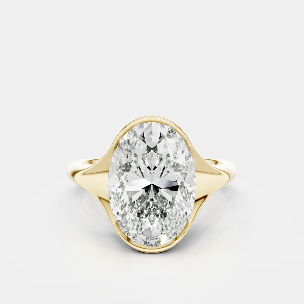 Bond 4ct oval solitaire semi-bezel engagement ring in 18ct yellow gold