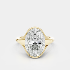 Bond 4ct oval solitaire semi-bezel engagement ring in 18ct yellow gold