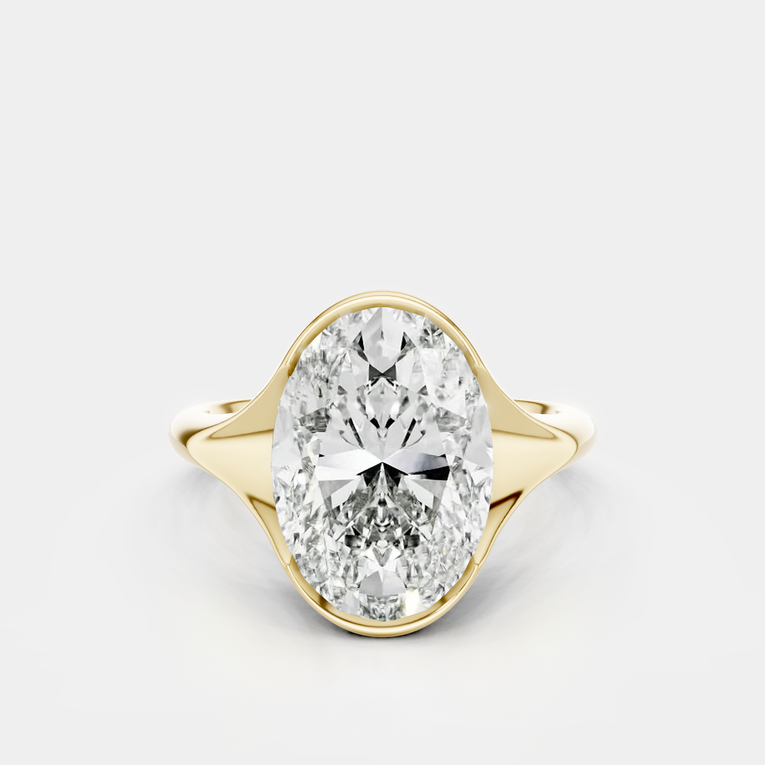 Bond 4ct oval solitaire semi-bezel engagement ring in 18ct yellow gold