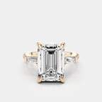 Elizabeth 5ct emerald cut tapered baguette engagement ring in 18ct rose gold