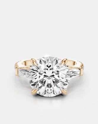 Hudson 4ct round brilliant tapered baguette engagement ring in 18ct rose gold
