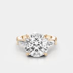 Hudson 4ct round brilliant tapered baguette engagement ring in 18ct rose gold