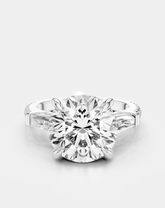 Hudson 4ct round brilliant tapered baguette engagement ring in 18ct white gold