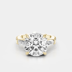 Hudson 4ct round brilliant tapered baguette engagement ring in 18ct yellow gold