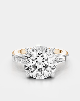 Hudson 4ct round brilliant tapered baguette engagement ring in 18ct rose gold