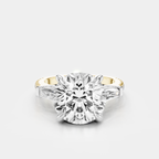Hudson 4ct round brilliant tapered baguette engagement ring in 18ct yellow gold