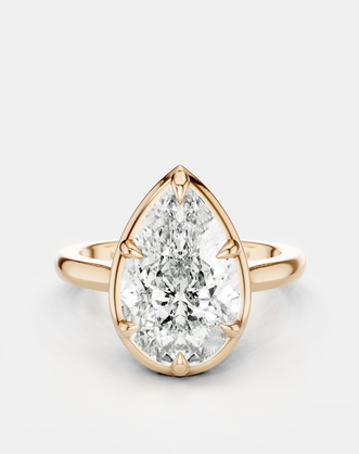 Vestry 3ct pear solitaire scalloped engagement ring in 18ct rose gold